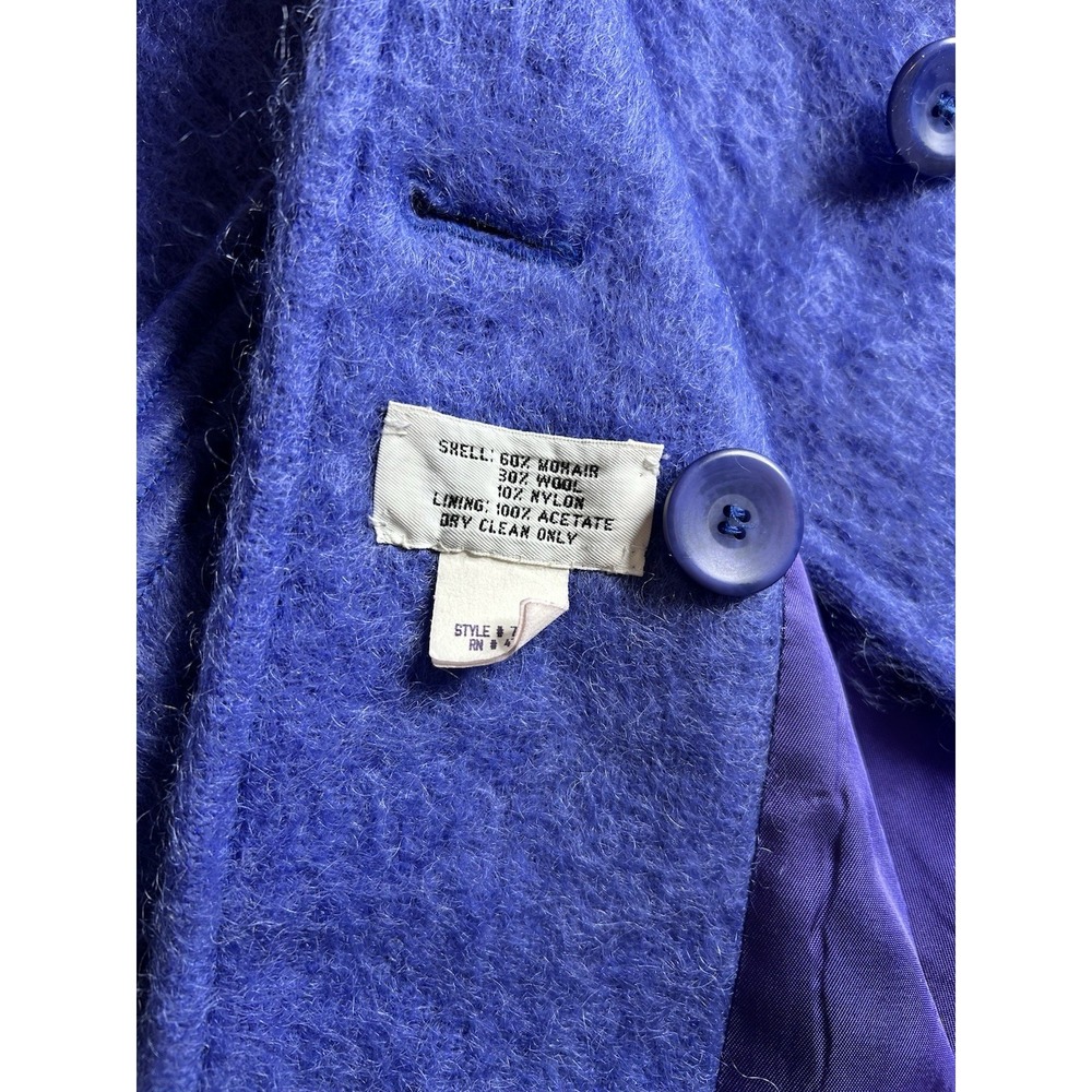Women's Vtg Size 10 P Loring Super Soft Periwinkle Mohair Wool Coat Made In USA - Picture 6 of 10